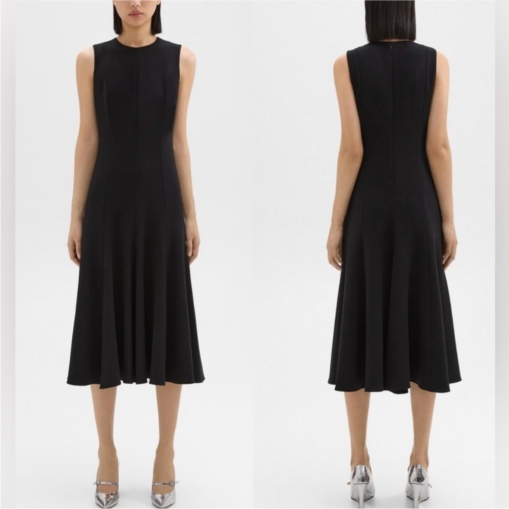 Theory Sleeveless Admiral Crepe A-Line Black Dress Size 8
